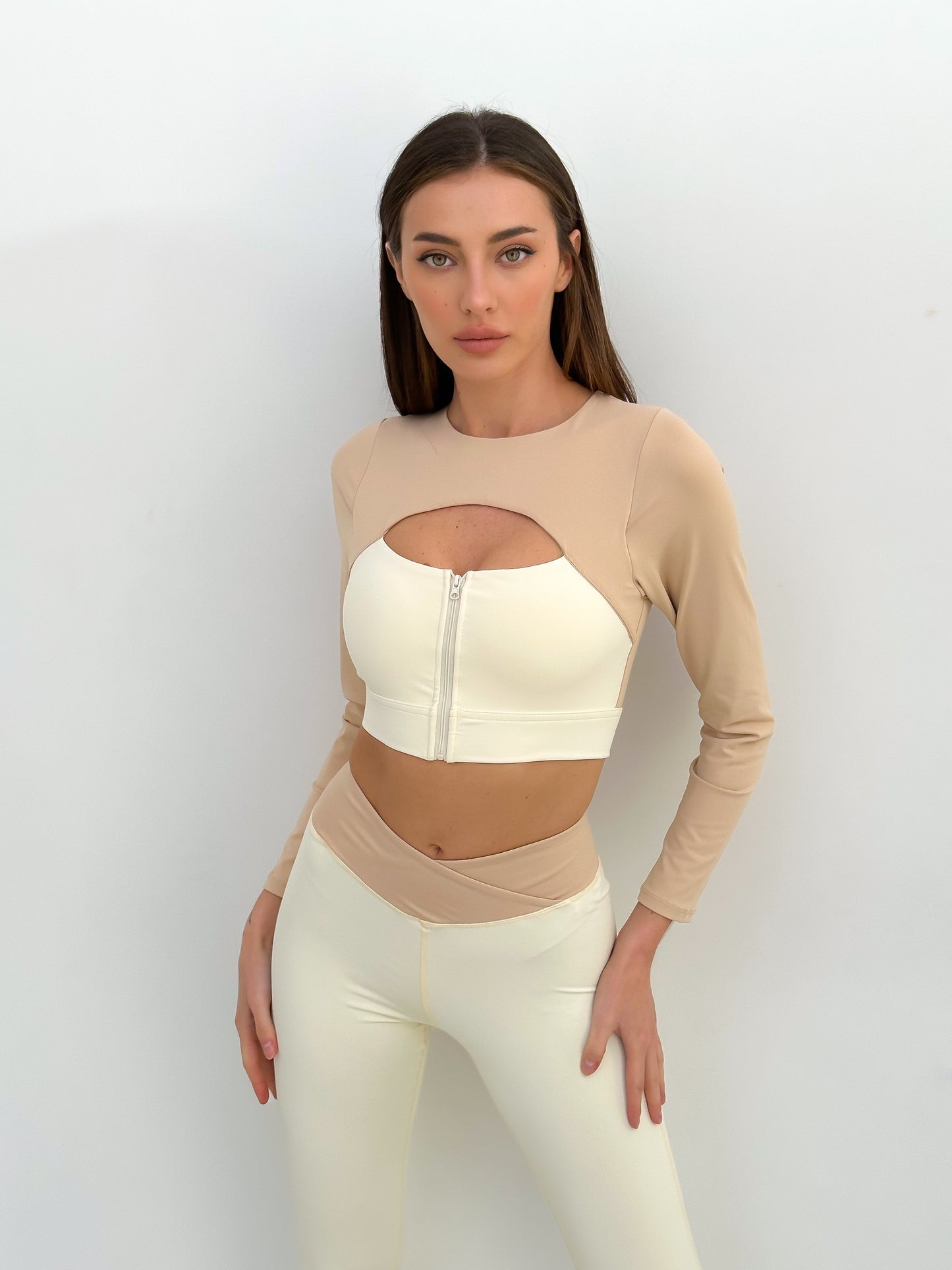 Zestaw treningowy Damskie Stylish Beżowy