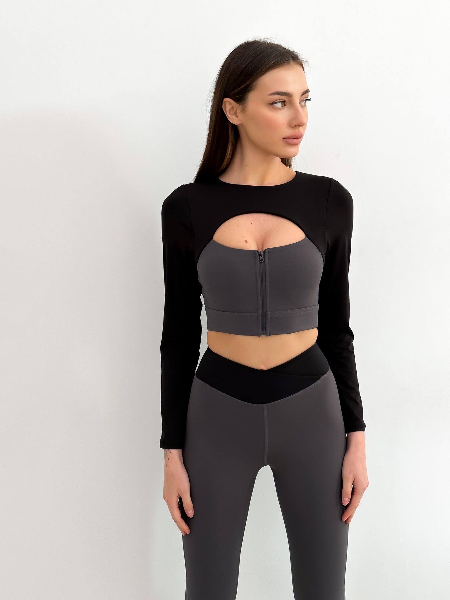 Zestaw treningowy Damskie Stylish Szaro-czarny