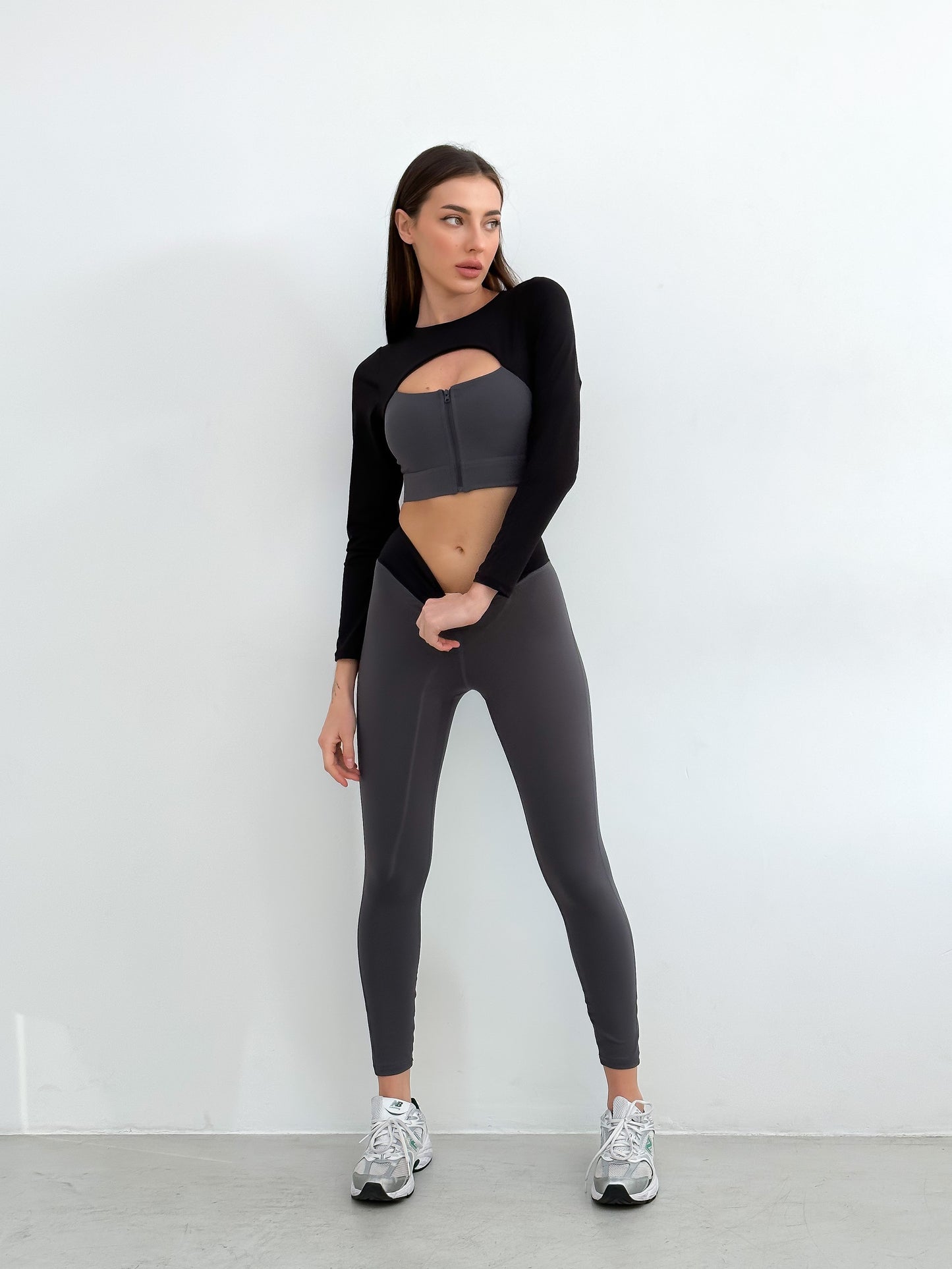 Zestaw treningowy Damskie Stylish Szaro-czarny