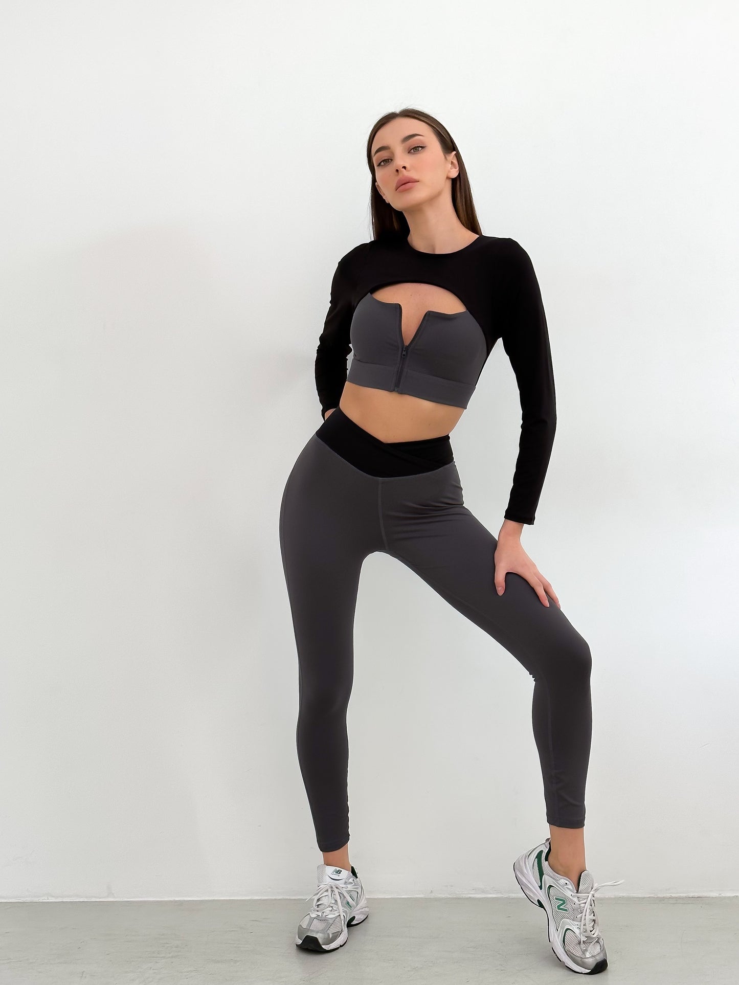 Zestaw treningowy Damskie Stylish Szaro-czarny