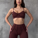 Zestaw treningowy Damskie Butterfly top z szortami  czekoladowy Zestaw treningowy Damskie Butterfly top z szortami  czekoladowy