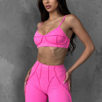 Zestaw treningowy Damskie Butterfly top z szortami  różowy Zestaw treningowy Damskie Butterfly top z szortami  różowy