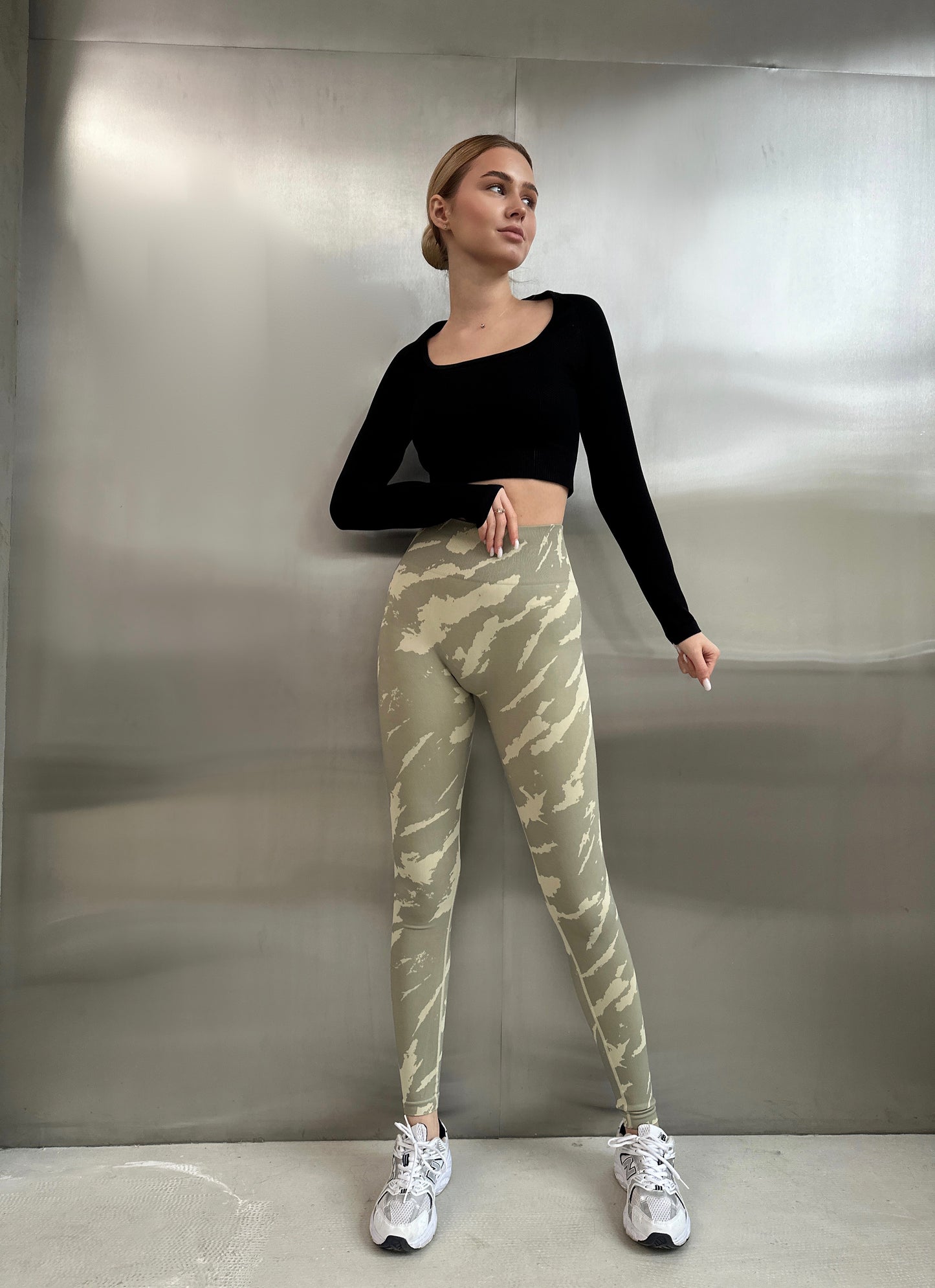 Legginsy treningowy Damskie Cam pistacja