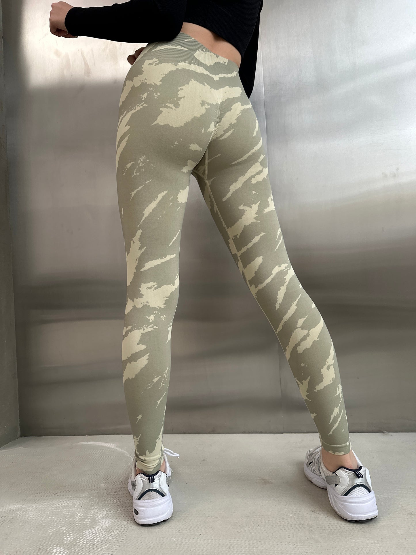 Legginsy treningowy Damskie Cam pistacja