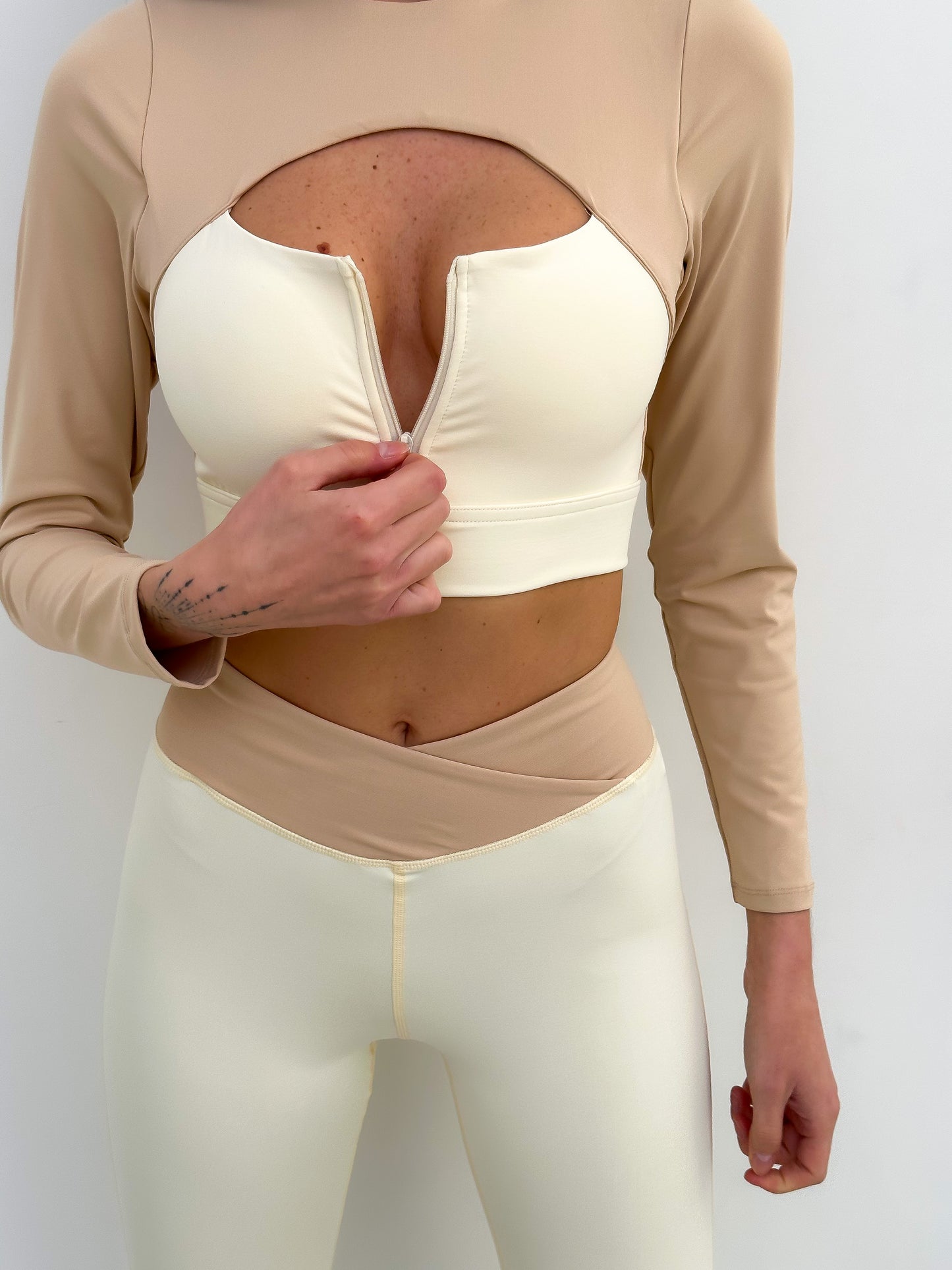 Zestaw treningowy Damskie Stylish Beżowy