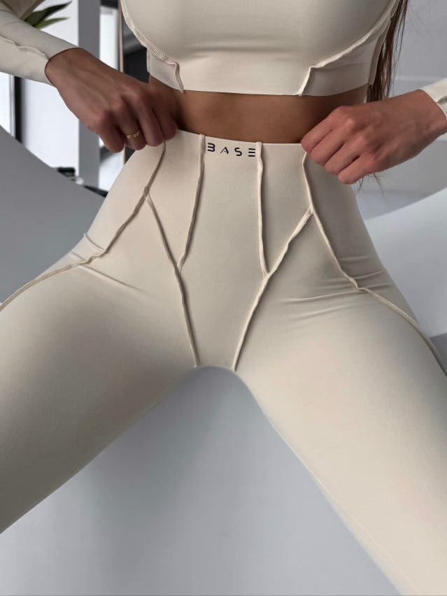 Legginsy treningowy Butterfly beżowy