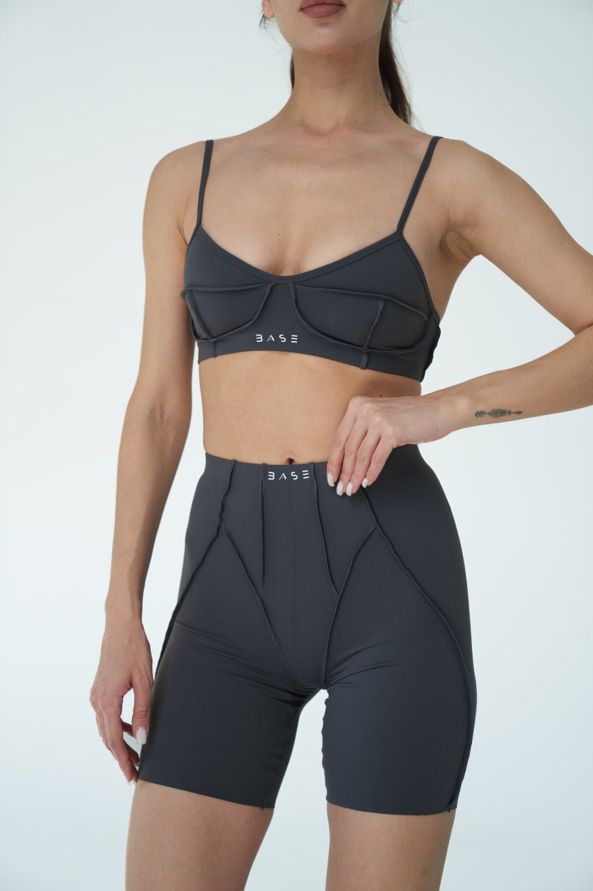 Zestaw treningowy Damskie Butterfly top z szortami grafit