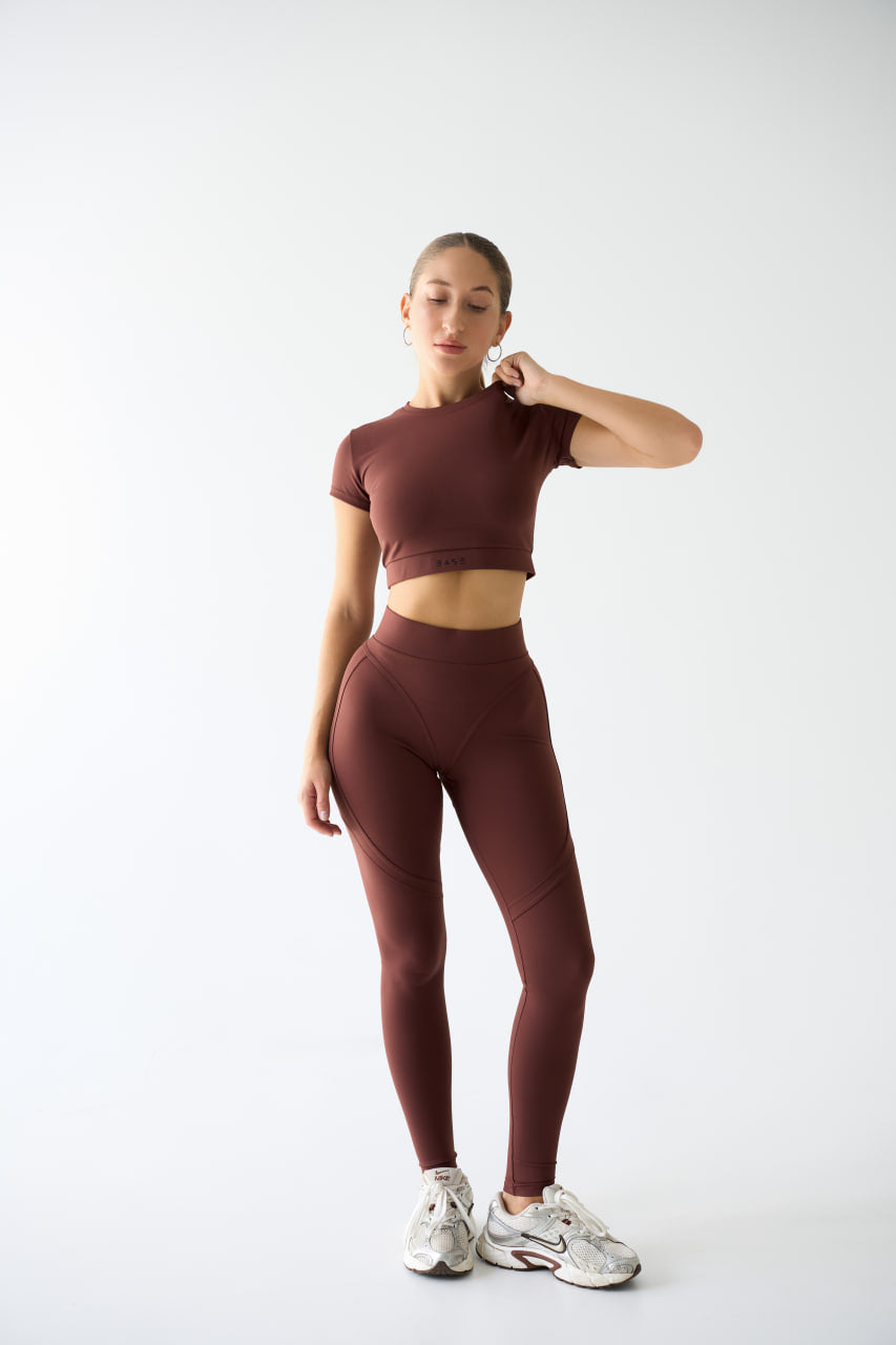 Zestaw treningowy Damskie Aura T-shirt czekoladowy