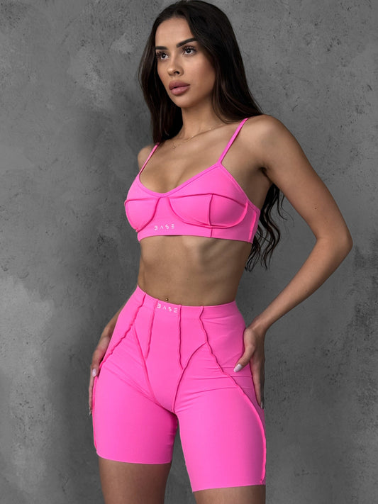 Zestaw treningowy Damskie Butterfly top z szortami  różowy