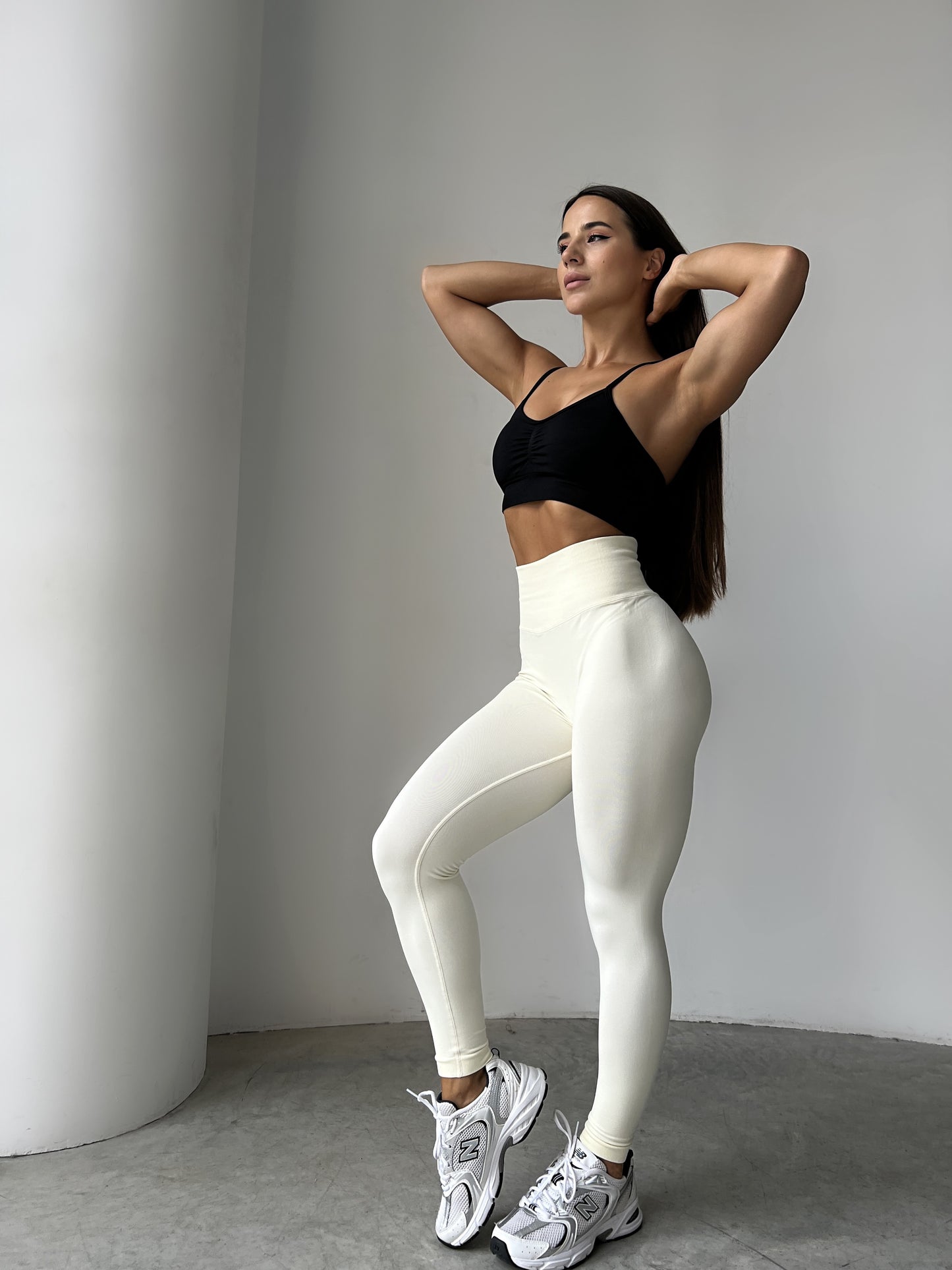 Legginsy treningowy Damskie Graceful Mleczny