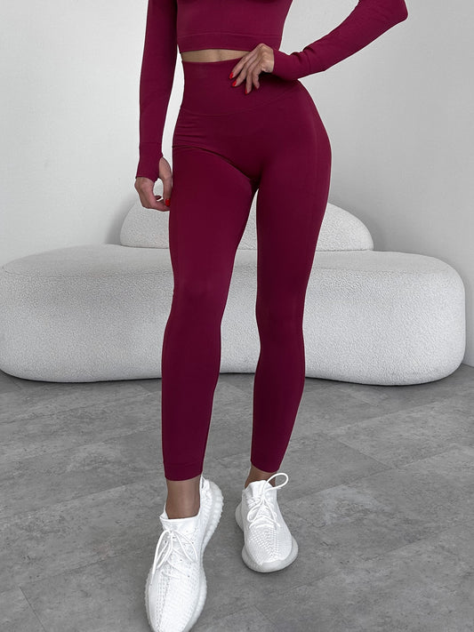 Legginsy treningowy Damskie Chic Push-Up Burgundia