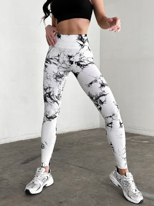 Legginsy treningowy Damskie GALAXY Czarno-biały