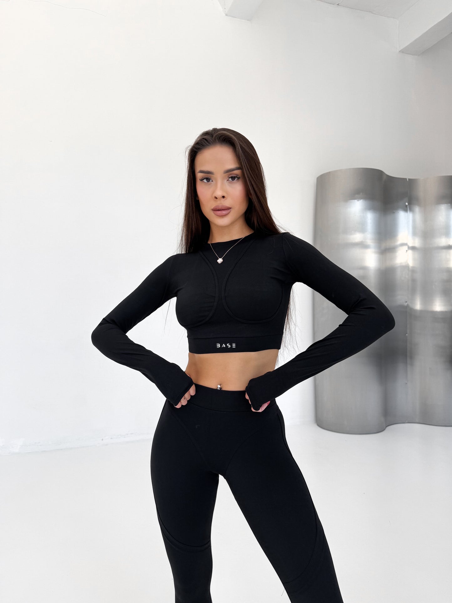 Zestaw treningowy Damskie Aura Long czarny