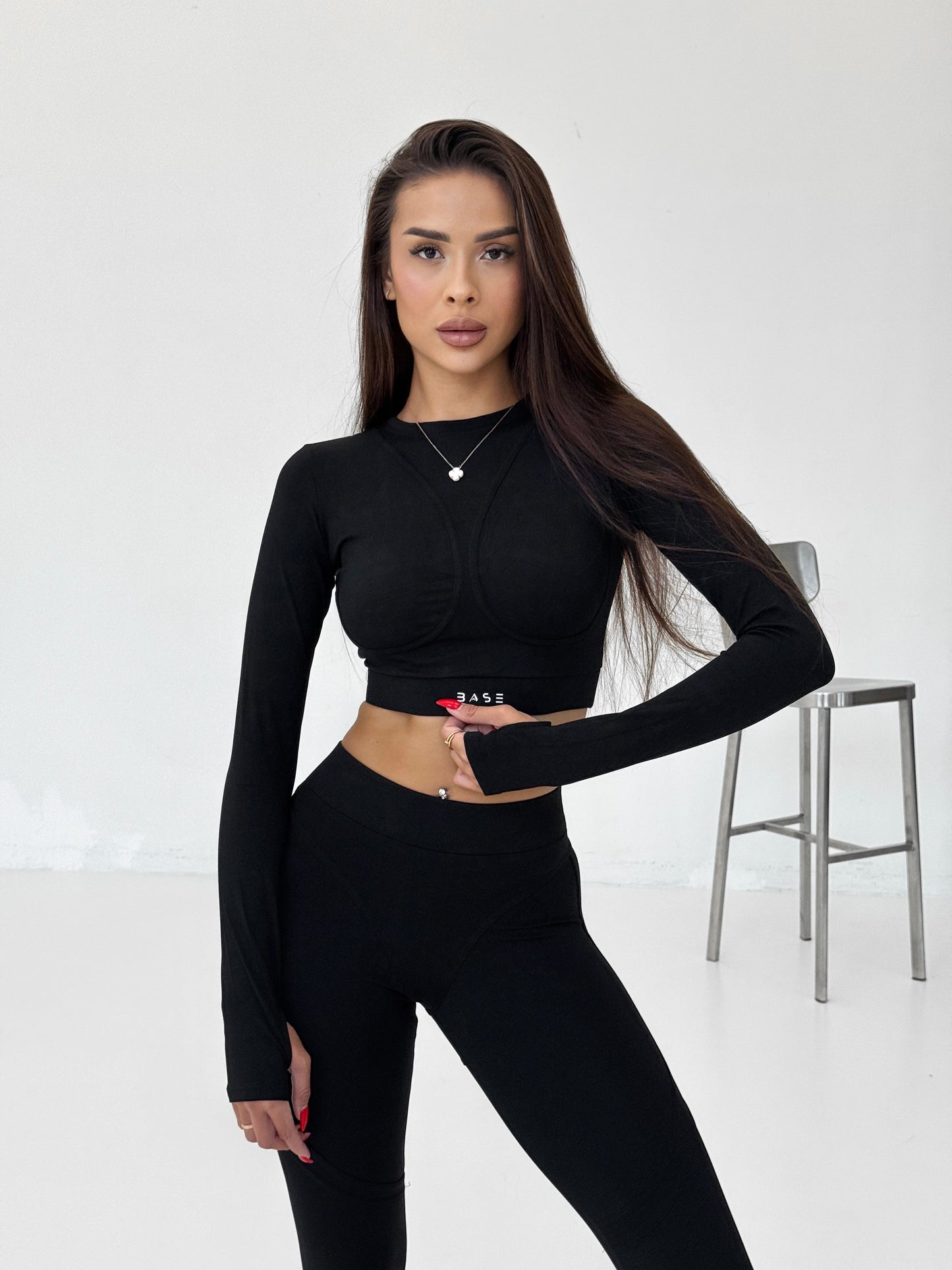 Zestaw treningowy Damskie Aura Long czarny