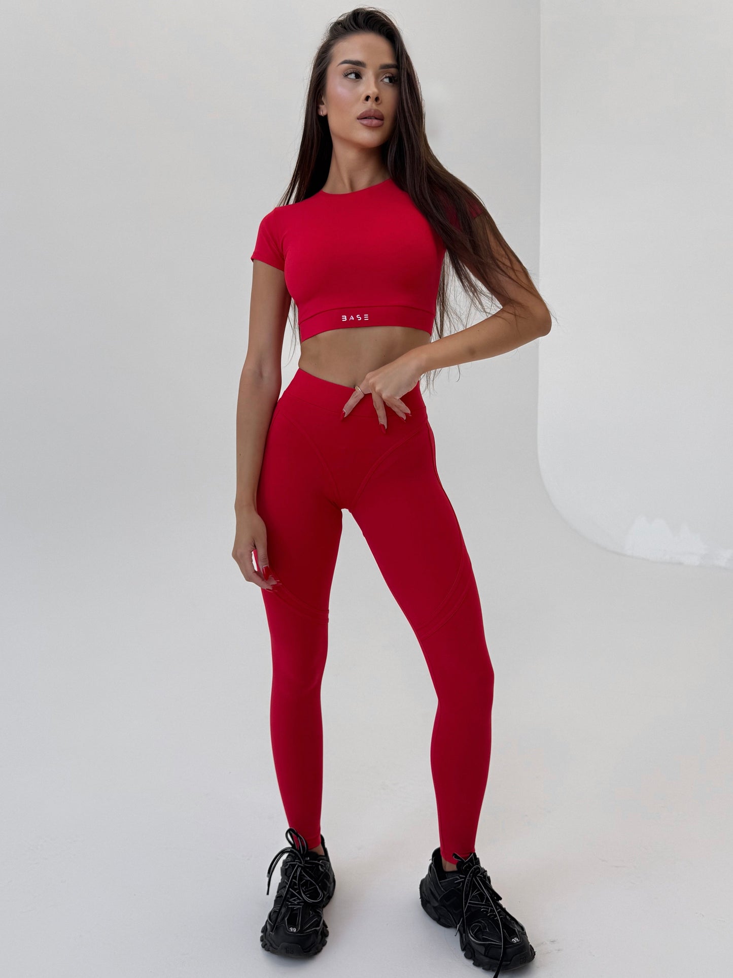 Zestaw treningowy Damskie Aura T-shirt czerwony