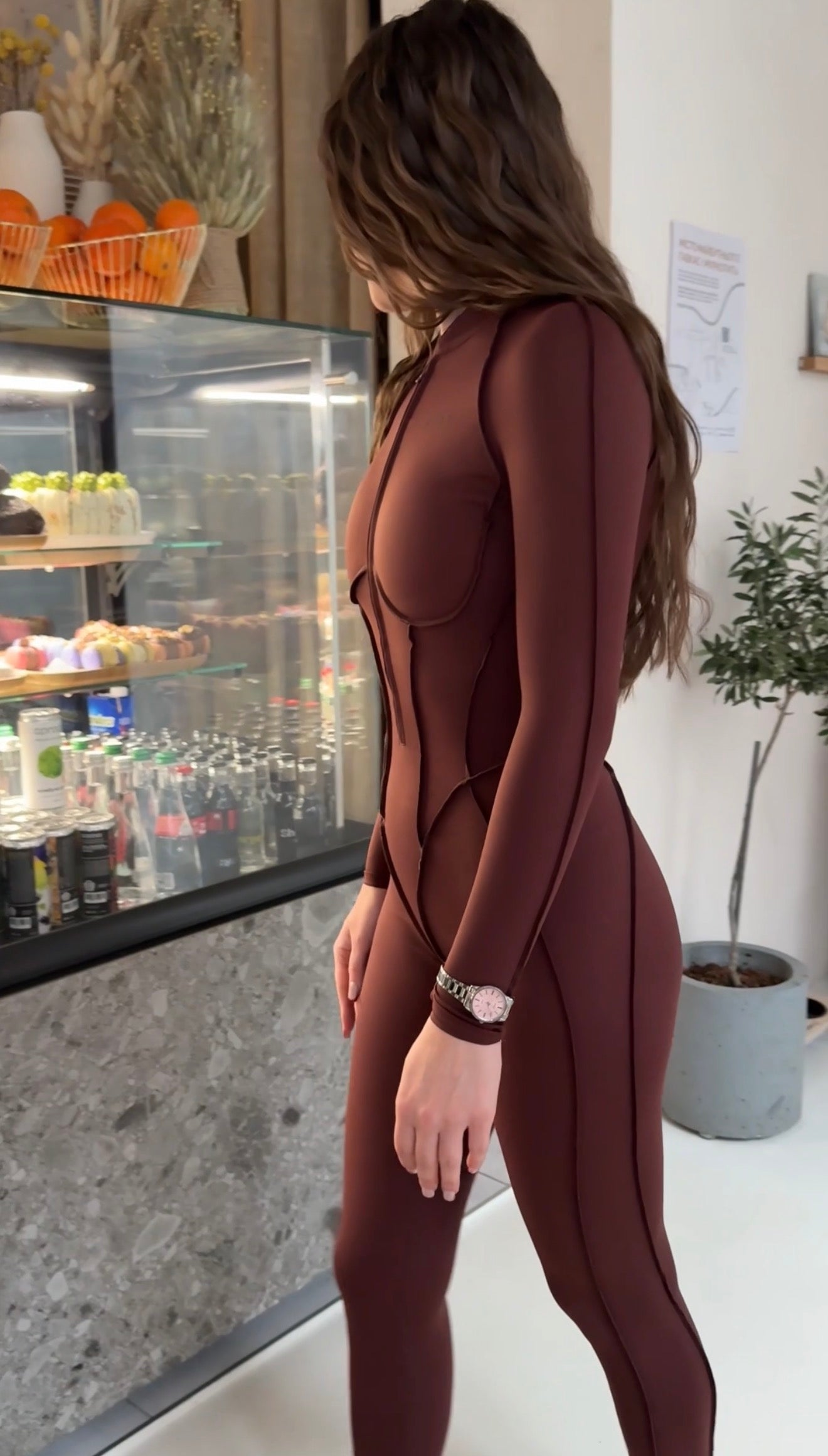 Kombinezon zamknięty Butterfly Long  czekoladowy