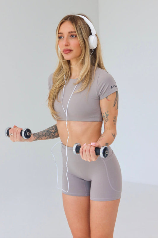 Zestaw treningowy Damskie Sunny  short szary
