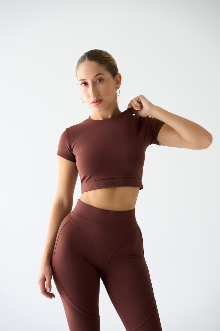 Zestaw treningowy Damskie Aura T-shirt czekoladowy