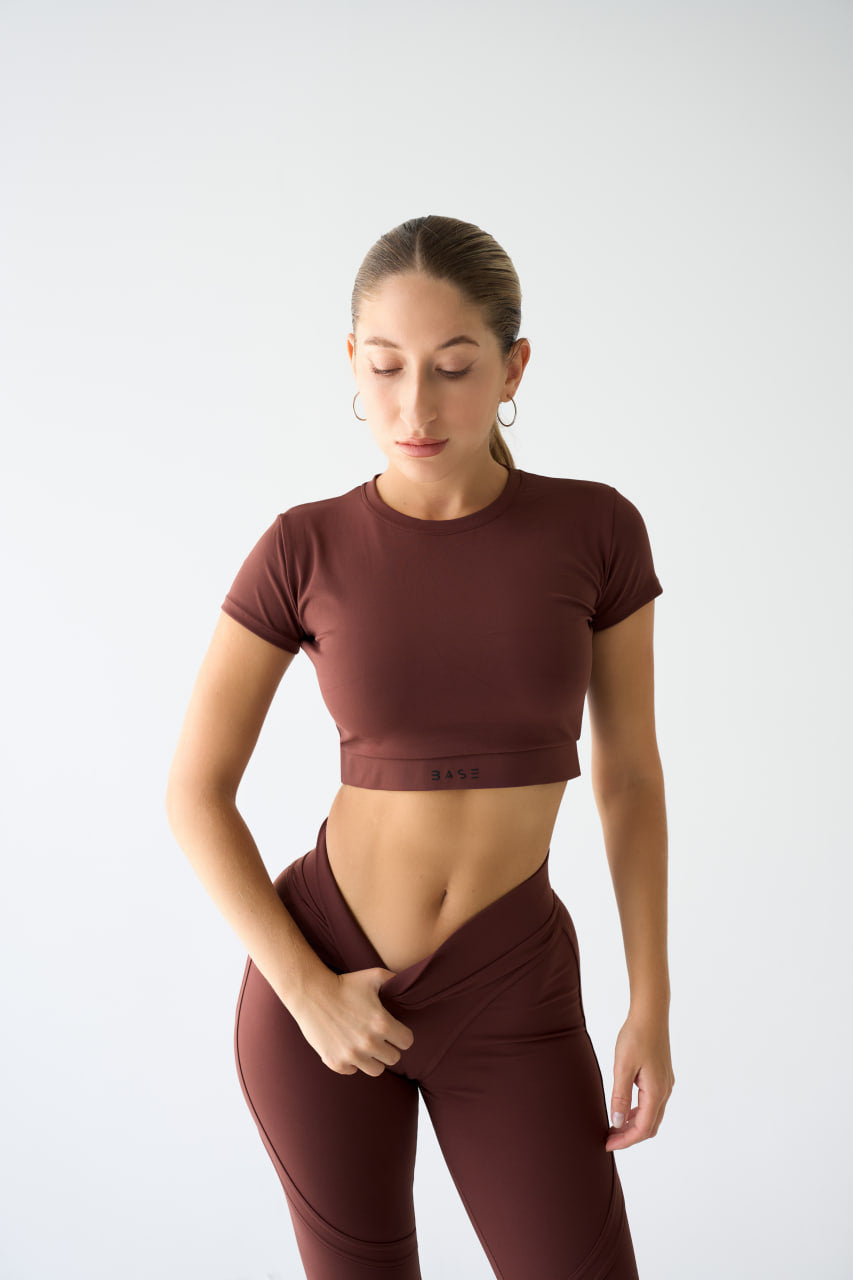 Zestaw treningowy Damskie Aura T-shirt czekoladowy