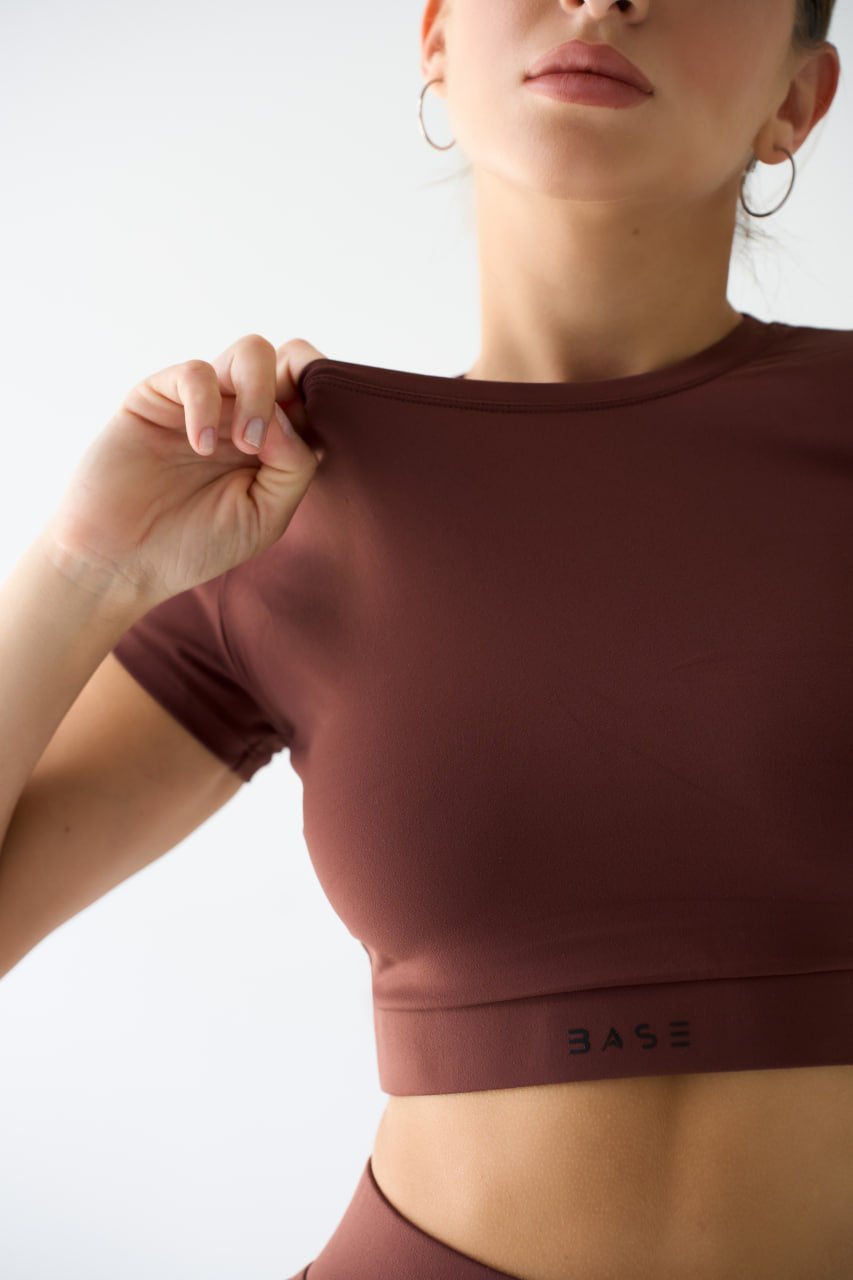 Zestaw treningowy Damskie Aura T-shirt czekoladowy