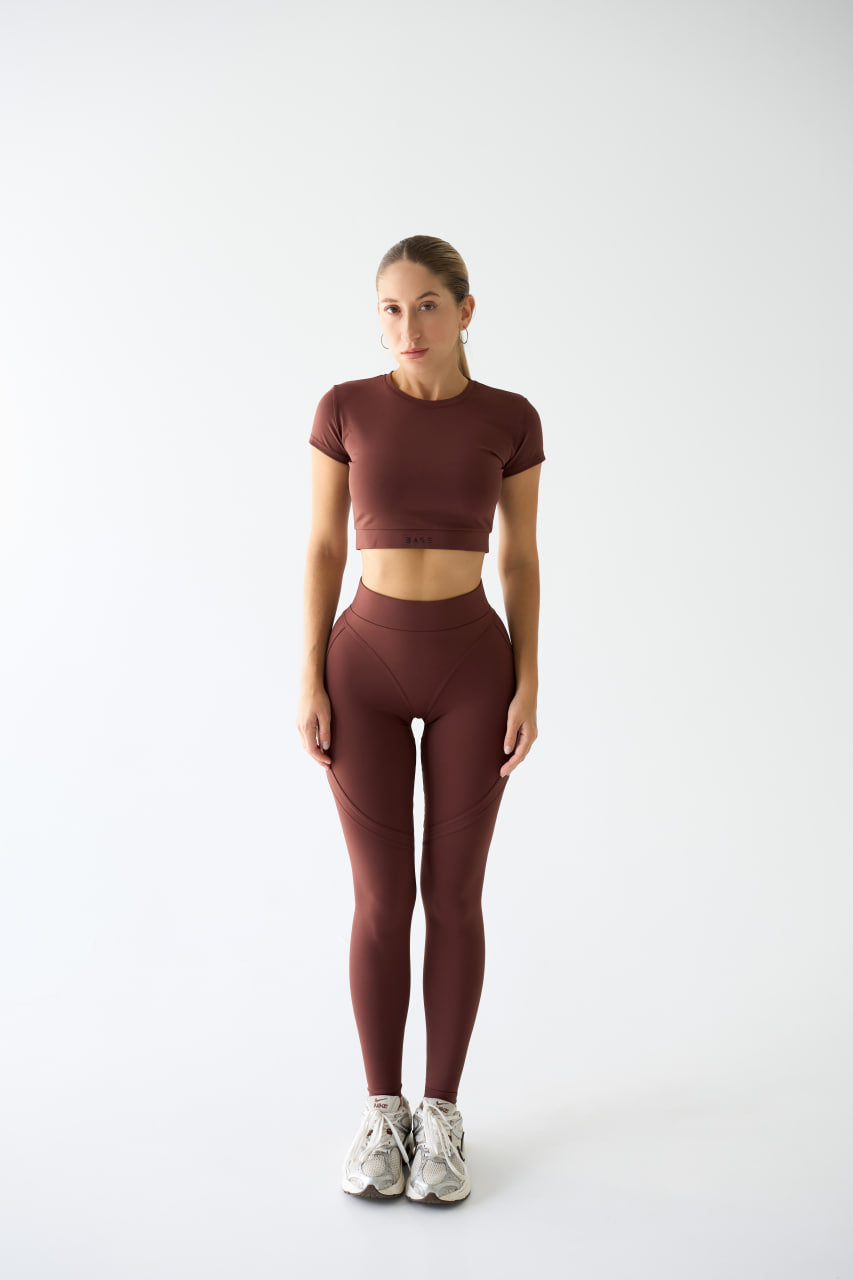 Zestaw treningowy Damskie Aura T-shirt czekoladowy