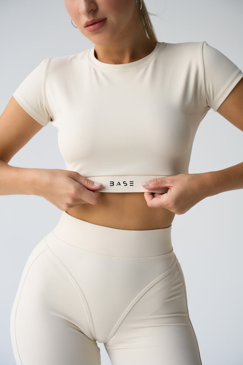 Zestaw treningowy Damskie Aura T-shirt beżowy