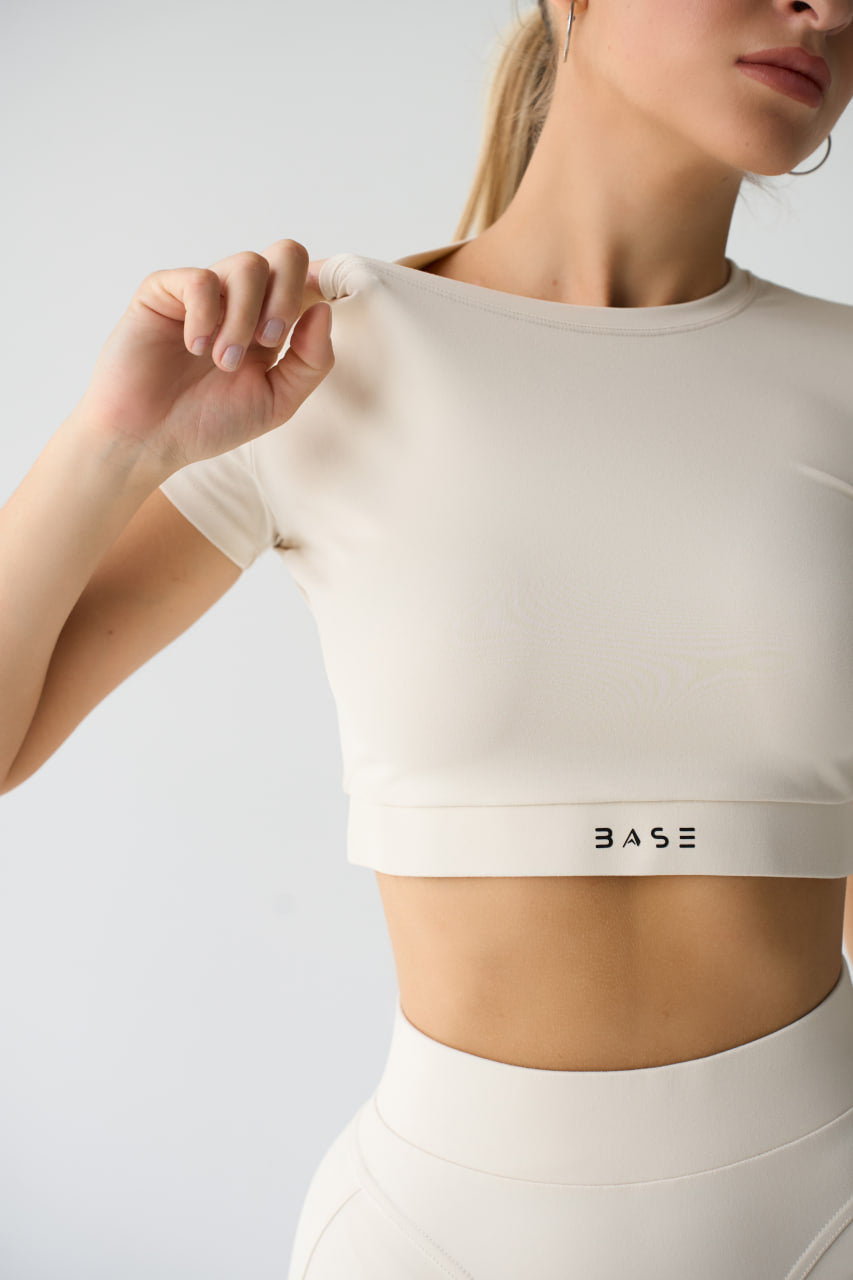 Zestaw treningowy Damskie Aura T-shirt beżowy
